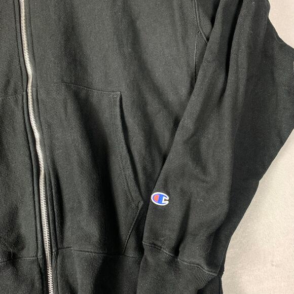 Champion Hoodie Mens XL Black Reverse Weave Full Zip Sweatshirt Y2K - Picture 5 of 13